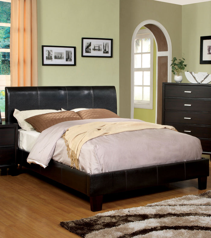 Acisco Contemporary Padded Leatherette Queen Platform Bed