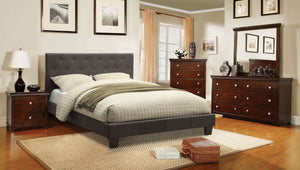 Valdimar Contemporary Tufted Fabric Cal. King Platform Bed in Gray