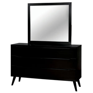 Bella Mid-Century Modern Style Black Rectangle Mirror