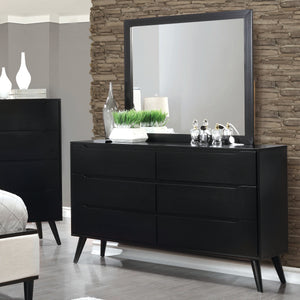 Bella Mid-Century Modern Style Black Rectangle Mirror