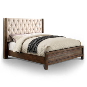 Milone Rustic Style Natural Tone Upholstered Queen Bed
