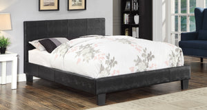 Carrie Contemporary Crocodile Leatherette Platform Queen Bed In Black