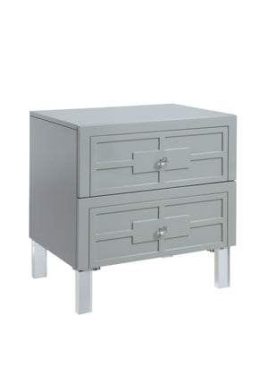 Glam Contemporary Style Katherine 2 Drawer End Table In Gray