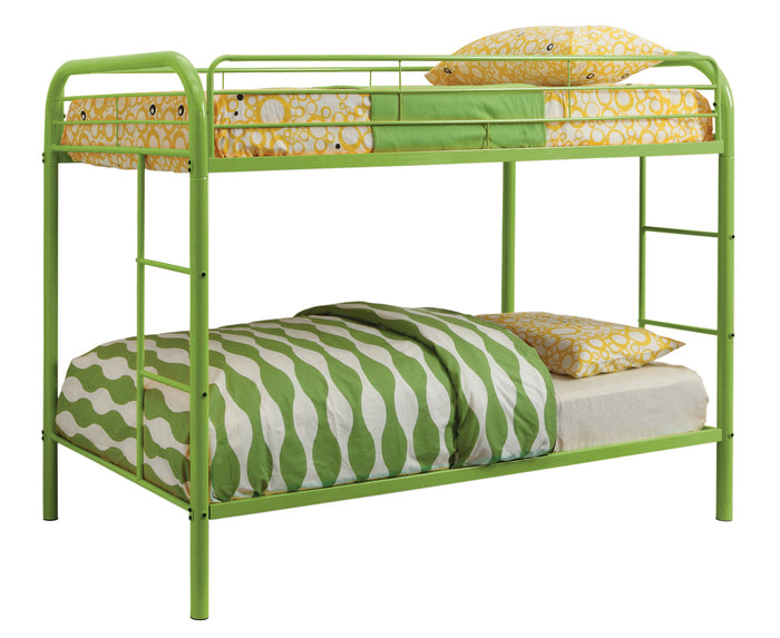 Contemporary Twin/ Twin Bunk Bed - Apple Green