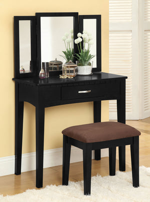 Balister Vanity Table & Stool Set in Black