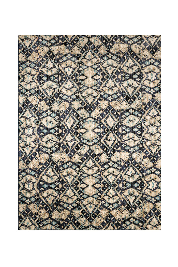 Shutra Contemporary Area Rug in Navy Ivory