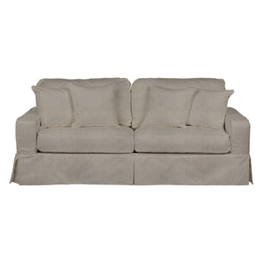 Sunset Trading Americana Box Cushion Slipcovered Sofa | Light Gray