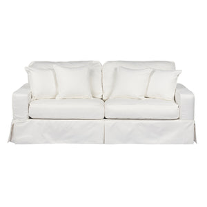 Sunset Trading Americana Box Cushion Slipcovered Sofa | Performance Fabric | White