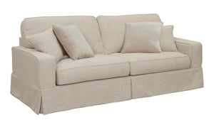 Sunset Trading Americana Box Cushion Slipcovered Sofa | Linen 