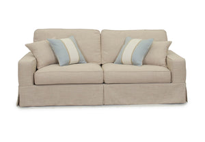 Sunset Trading Americana Box Cushion Slipcovered Sofa | Linen 