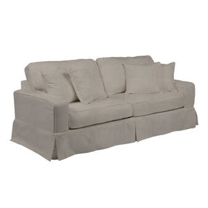 Sunset Trading Americana Box Cushion Sofa Slipcover | Light Gray