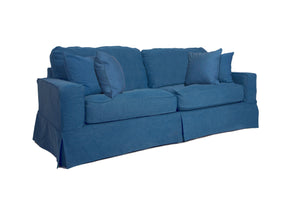Sunset Trading Americana Box Cushion Sofa Slipcover | Indigo Blue