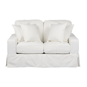 Sunset Trading Americana Box Cushion Slipcovered Loveseat | Performance Fabric | White