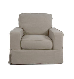 Sunset Trading Americana Box Cushion Slipcovered Chair | Light Gray 