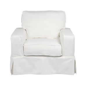 Sunset Trading Americana Box Cushion Slipcovered Chair | Performance Fabric | White