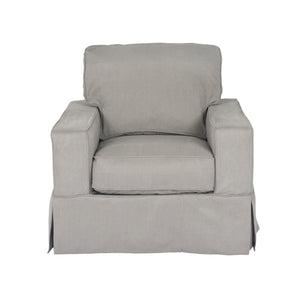 Sunset Trading Americana Box Cushion Slipcovered Chair | Performance Fabric | Gray