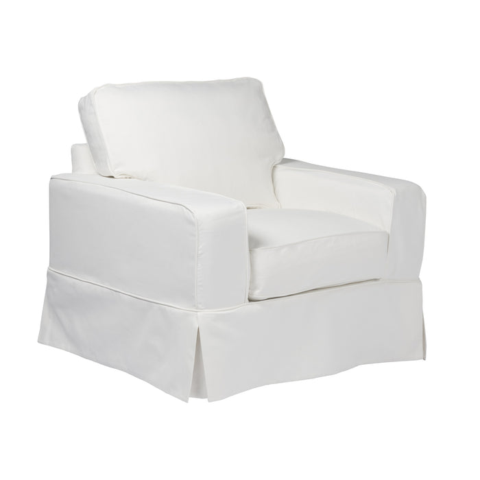 Sunset Trading Americana Box Cushion Chair Slipcover | Performance Fabric | White