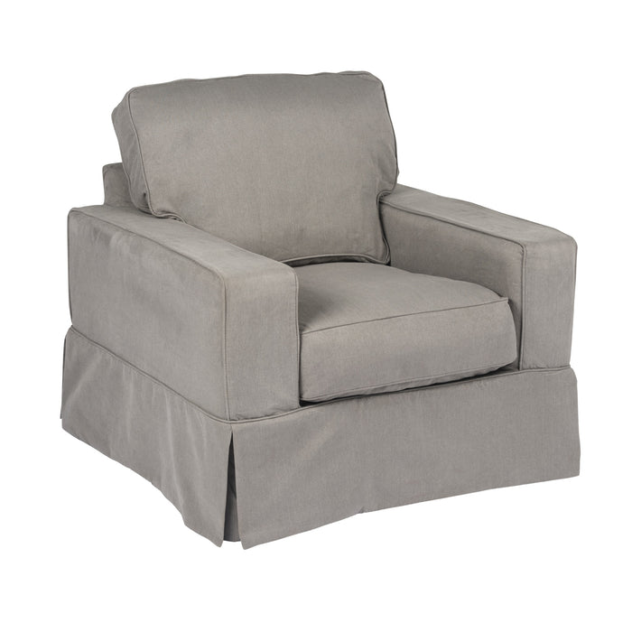 Sunset Trading Americana Box Cushion Chair Slipcover | Performance Fabric | Gray