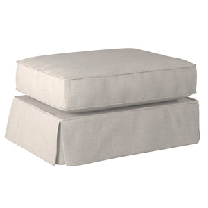 Sunset Trading Americana Box Cushion Slipcovered Ottoman | Light Gray 