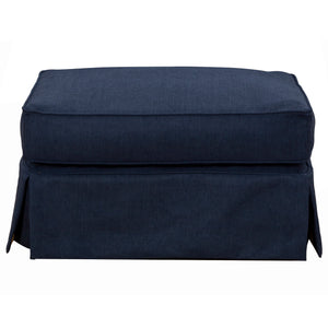 Sunset Trading Americana Box Cushion Slipcovered Ottoman | Performance Fabric