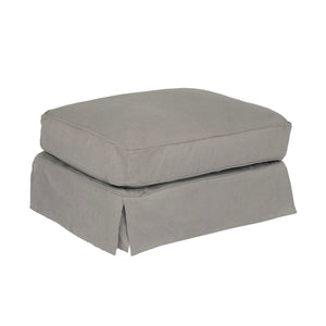 Sunset Trading Americana Box Cushion Slipcovered Ottoman | Performance Fabric | Gray