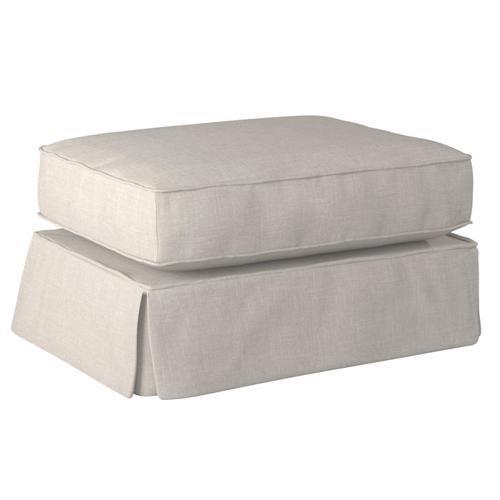 Sunset Trading Americana Box Cushion Ottoman Slipcover | Light Gray
