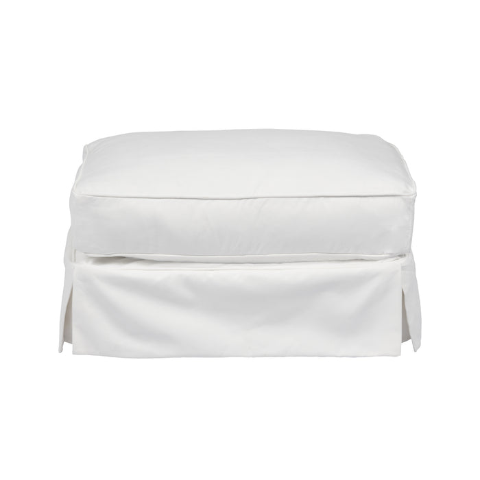 Sunset Trading Americana Box Cushion Ottoman Slipcover | Performance Fabric | White