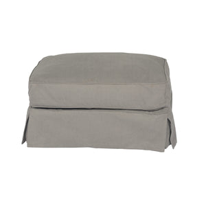 Sunset Trading Americana Box Cushion Ottoman Slipcover | Performance Fabric | Gray