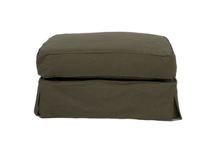 Sunset Trading Americana Box Cushion Ottoman Slipcover | Forest Green