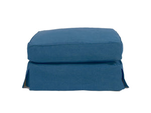 Sunset Trading Americana Box Cushion Ottoman Slipcover | Indigo Blue