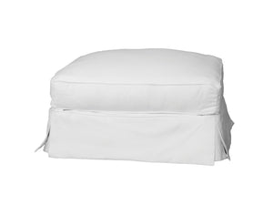 Sunset Trading Americana Box Cushion Ottoman Slipcover | Warm White