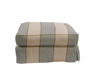 Sunset Trading Americana Box Cushion Ottoman Slipcover | Beach House Blue | Striped