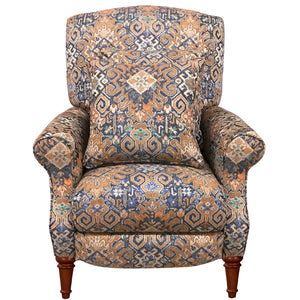 Sunset Trading Navy Gold Abode Recliner | Manual Reclining Chair | Includes Two Matching Pillows