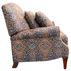 Sunset Trading Navy Gold Abode Recliner | Manual Reclining Chair | Includes Two Matching Pillows
