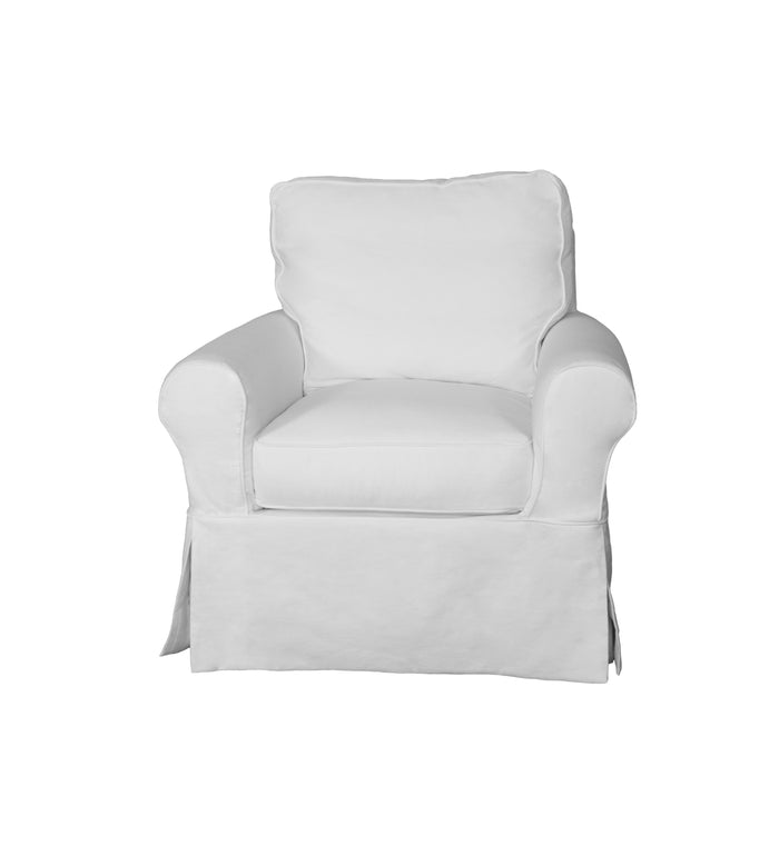 Sunset Trading Horizon Slipcovered Swivel Rocking Chair | Performance Fabric | White