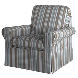 Sunset Trading Horizon Slipcovered Swivel Rocking Chair | Performance Fabric | Blue Striped