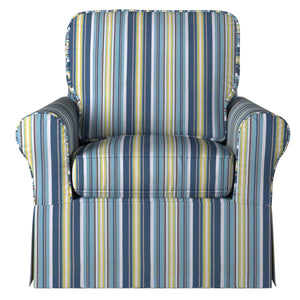 Sunset Trading Horizon Slipcovered Swivel Rocking Chair | Performance Fabric | Beach Striped