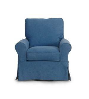 Sunset Trading Horizon Slipcovered Swivel Rocking Chair | Indigo Blue 