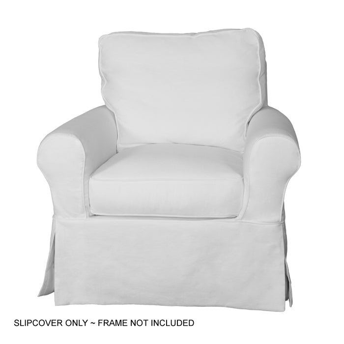 Sunset Trading Horizon Box Cushion Chair Slipcover | Performance Fabric | White