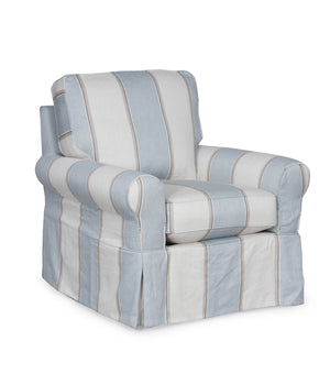 Sunset Trading Horizon Box Cushion Chair Slipcover | Beach House Blue | Striped