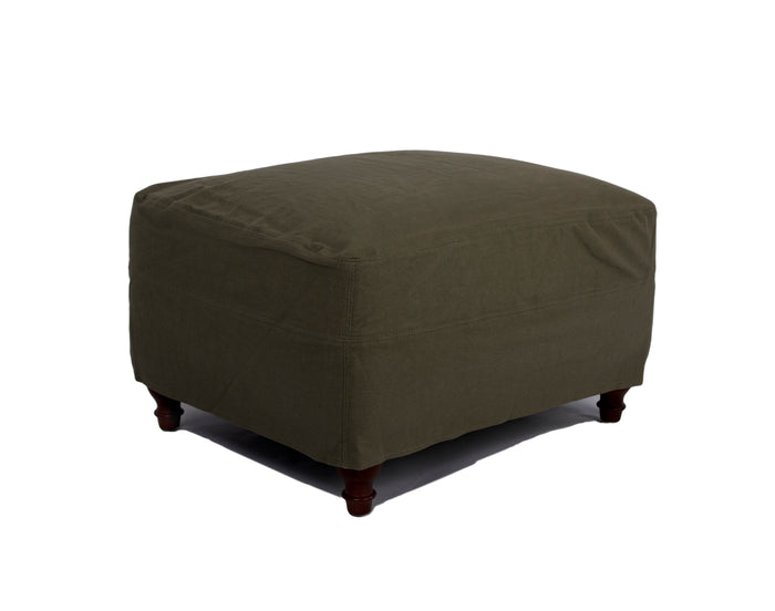 Sunset Trading Seacoast Slipcovered Ottoman | Forest Green