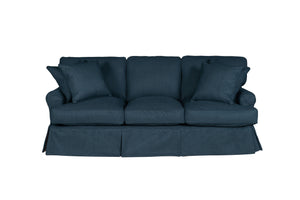 Sunset Trading Horizon T-Cushion Slipcovered Sofa | Performance Fabric | Navy Blue