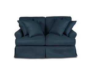Sunset Trading Horizon T-Cushion Slipcovered Loveseat | Performance Fabric | Navy Blue