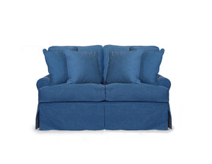 Sunset Trading Horizon T-Cushion Slipcovered Loveseat | Indigo Blue