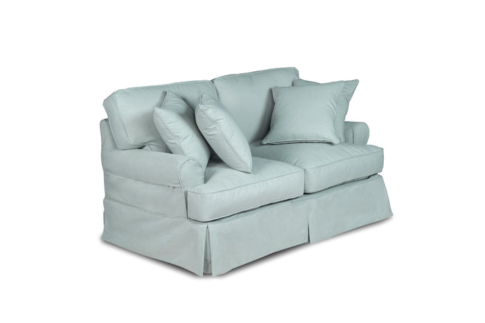 Sunset Trading Horizon T-Cushion Loveseat Slipcover | Performance Fabric | Ocean Blue 