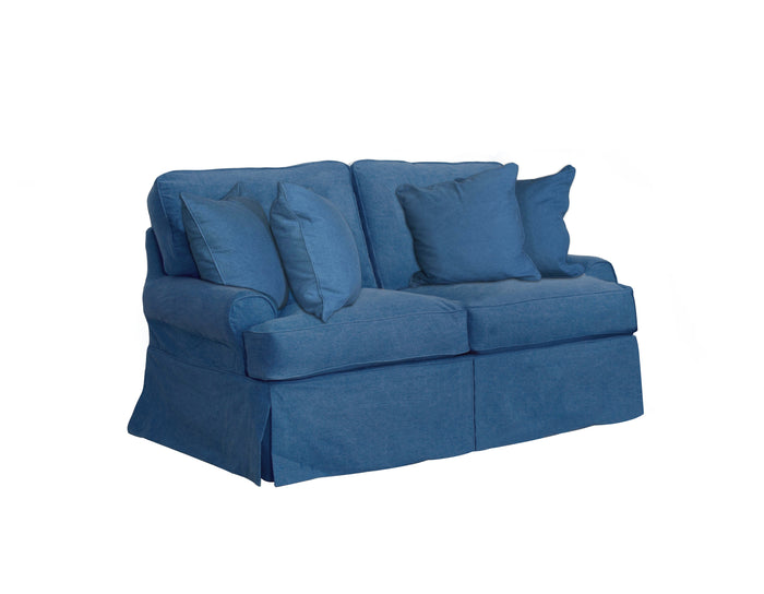 Sunset Trading Horizon T-Cushion Loveseat Slipcover | Indigo Blue