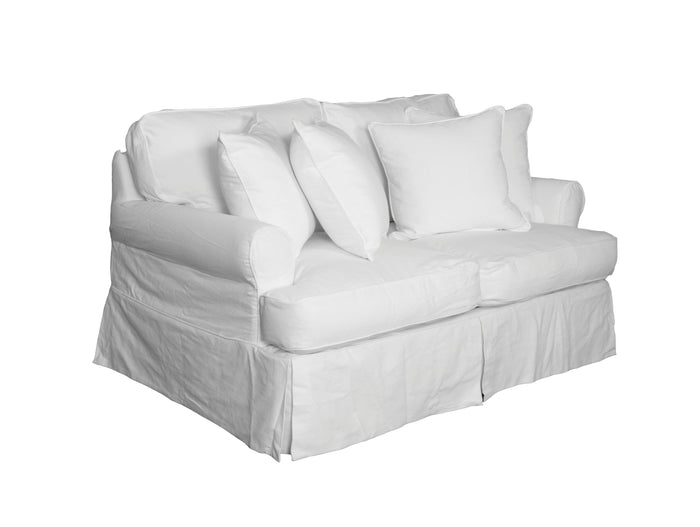Sunset Trading Horizon T-Cushion Loveseat Slipcover | Warm White