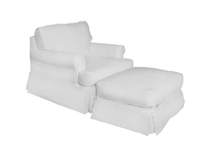 Sunset Trading Horizon Slipcovered T-Cushion Chair with Ottoman | Performance Fabric | White