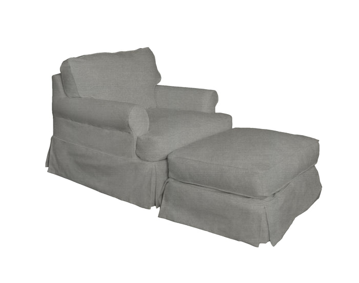Sunset Trading Horizon Slipcovered T-Cushion Chair with Ottoman | Performance Fabric | Gray