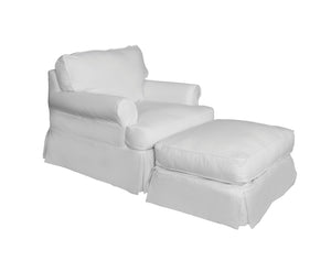 Sunset Trading Horizon Slipcovered T-Cushion Chair with Ottoman | Warm White